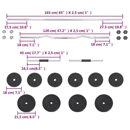 Ensemble d'haltères et de barres 30 kg