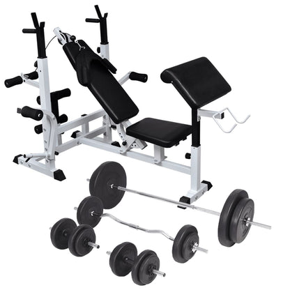 Banc d'entraînement avec support de poids jeu d'haltères 90 kg