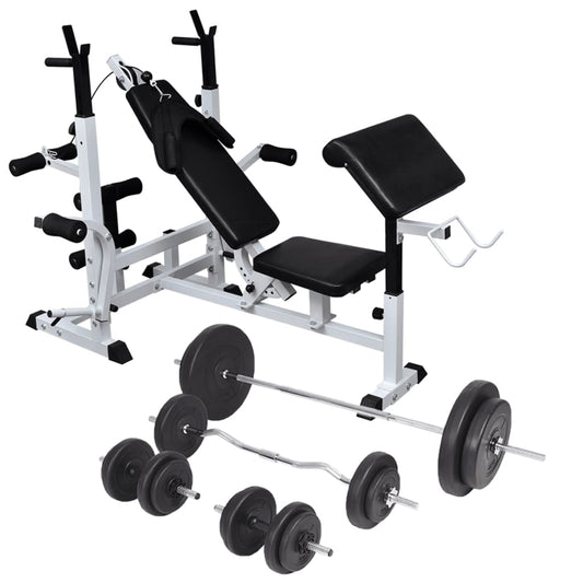 Banc d'entraînement avec support de poids jeu d'haltères 90 kg