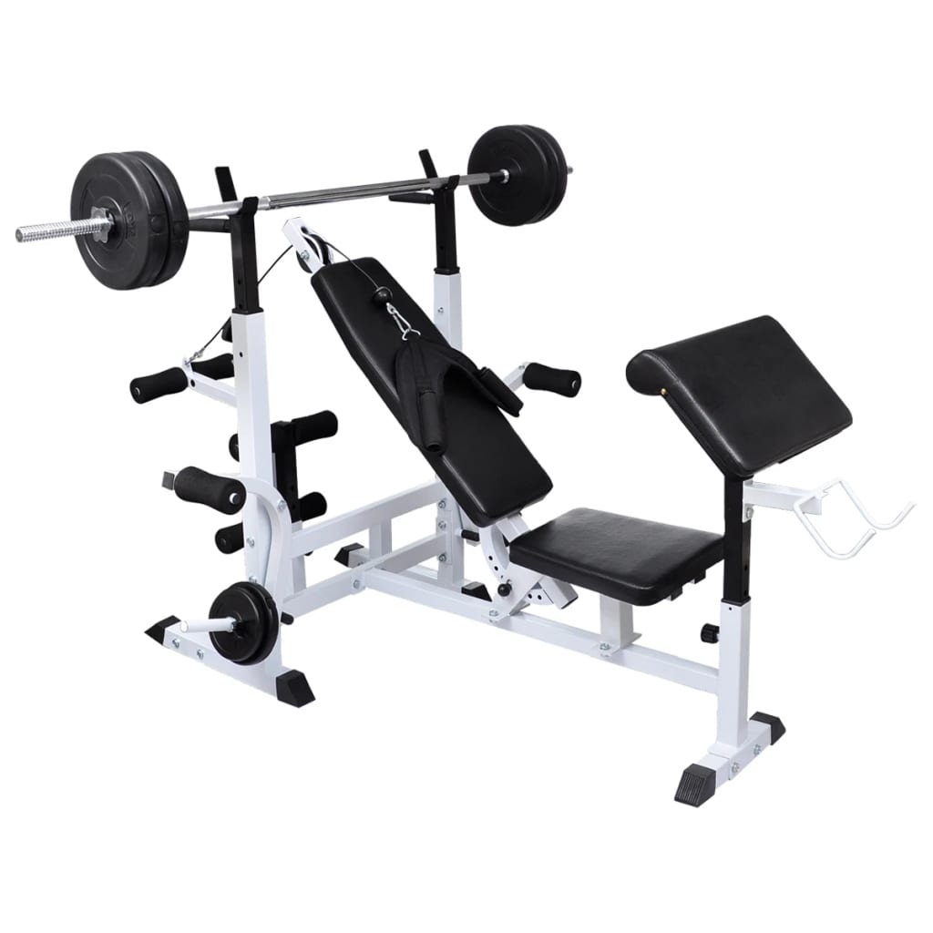 Banc d'entraînement avec support de poids jeu d'haltères 90 kg